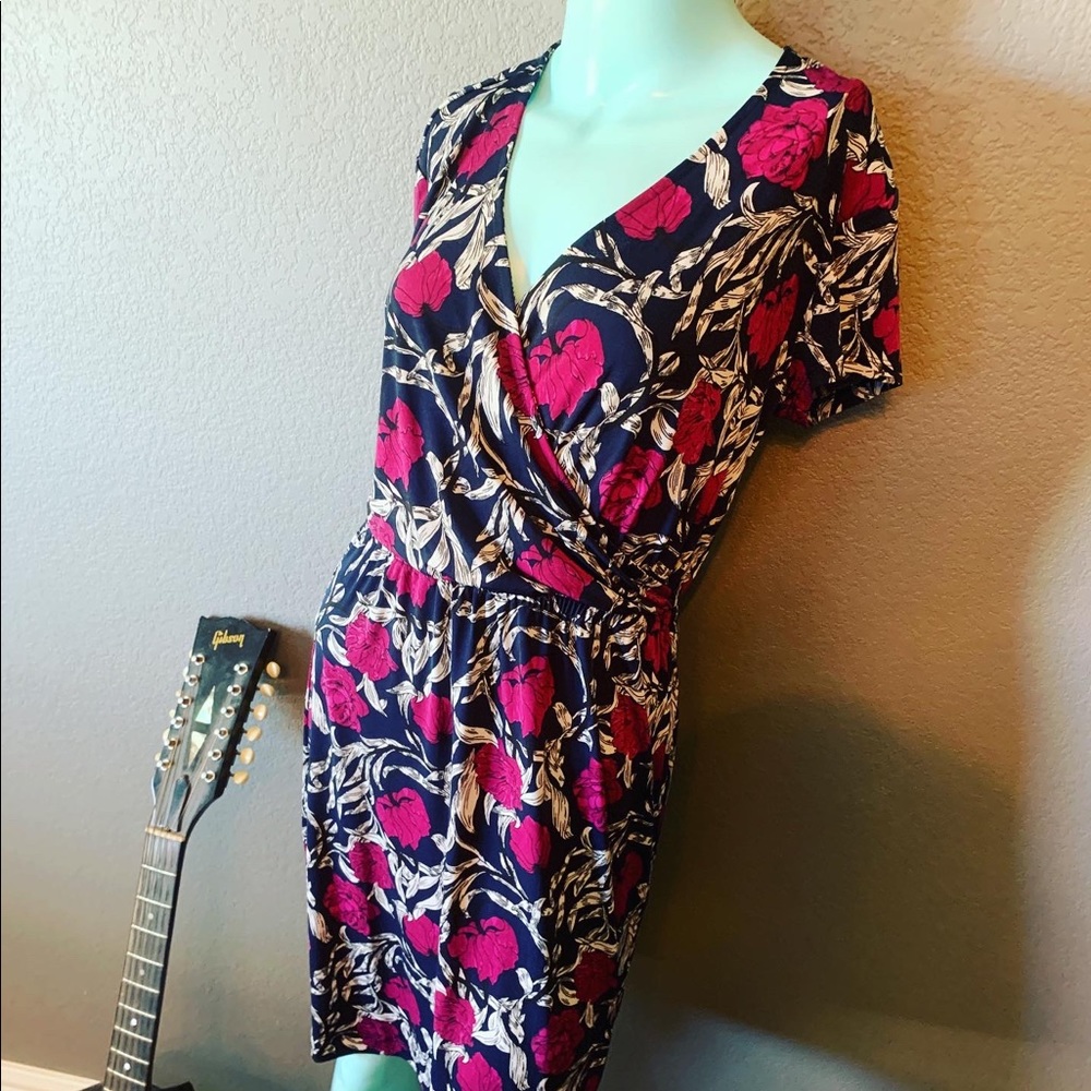 🌼 NWOT Banana Republic Floral BEADED Faux Wrap Dress